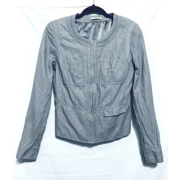 T Tahari Womens Small Gray Zip Jacket Wrinkled Cotton Metallic Boho - Picture 1 of 9